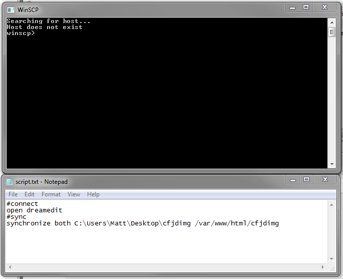 Host does not exist when connecting via script or shell co.. Support